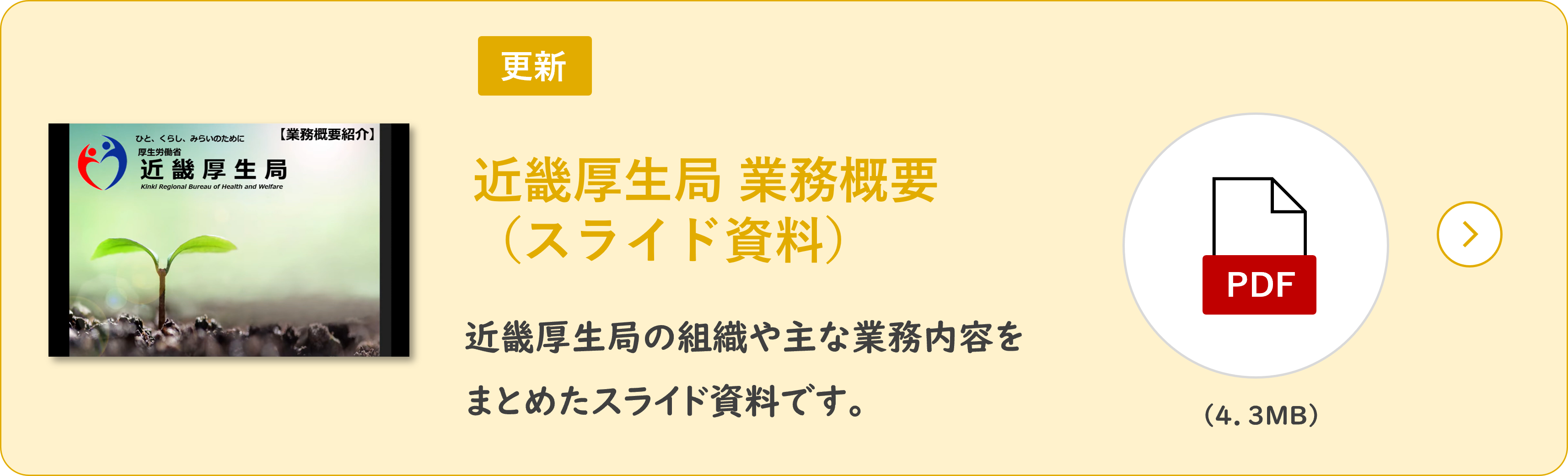 近畿厚生局業務概要スライド資料PDFリンク用バナー